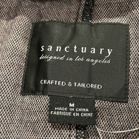 Sanctuary Women's Plaid Houndstooth Notch Collar Single Button Long Blazer sz M - Picture 4 of 4